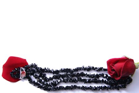 frame with roses and one ringの写真素材