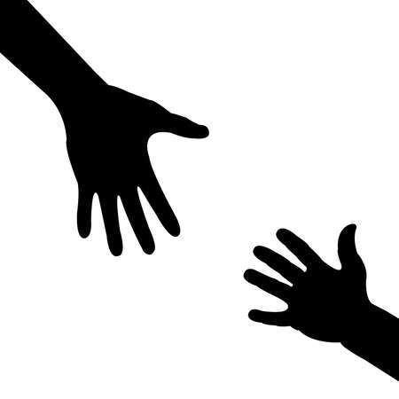 silhouette hand , helping handのイラスト素材
