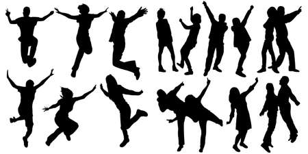 silhouette people party danceのイラスト素材