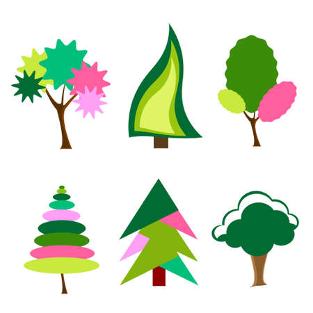 colorful cartoon treesのイラスト素材