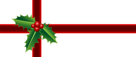 Christmas gift, holly wrappingのイラスト素材