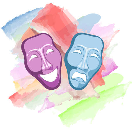 theatre comedy and tragedy masksのイラスト素材