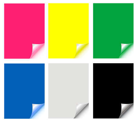 colorful papers, stickersのイラスト素材