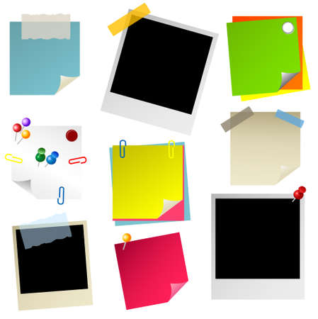 note, papier, sticker, postit, photo setのイラスト素材