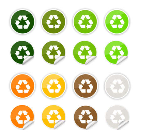 Recycle stickers , iconsのイラスト素材