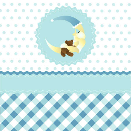 seamless baby boy pattern, blue cartoon moon wallpaperのイラスト素材