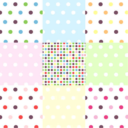 seamless patterns, polka dot setのイラスト素材