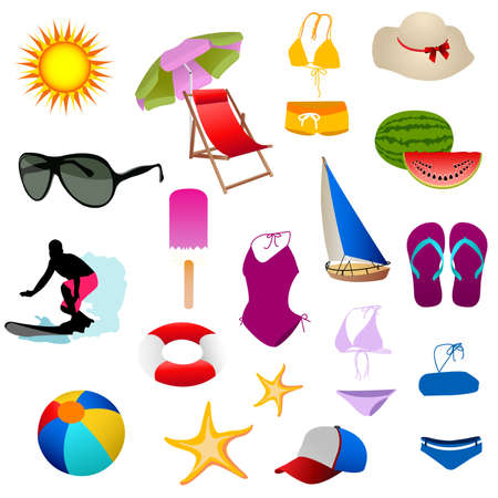 Beach icon set