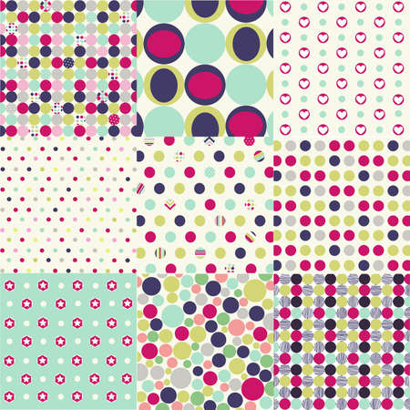 seamless patterns, polka dot setのイラスト素材