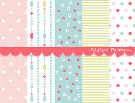 Digital patterns, scrapbook setのイラスト素材