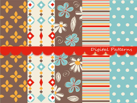 Digital patterns, scrapbook setのイラスト素材