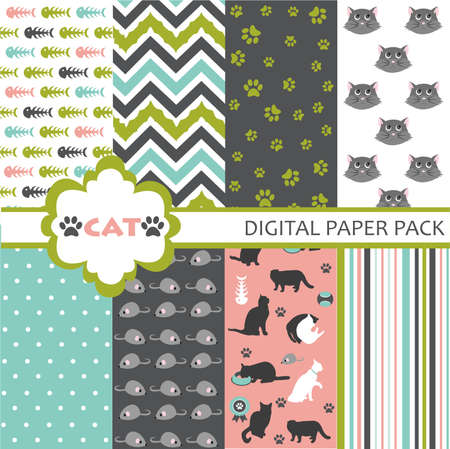 Cat Scrapbooking Paper Setのイラスト素材