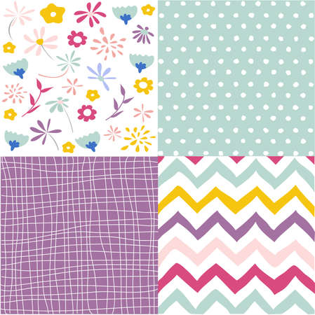 Seamless floral background setのイラスト素材