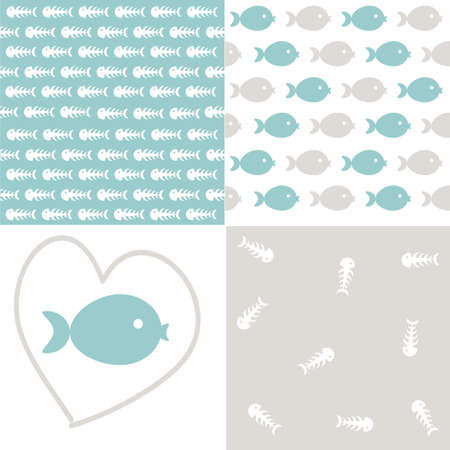 Seamless fish patternsのイラスト素材