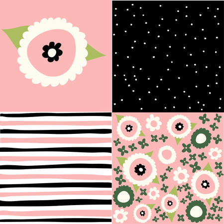 Set of seamless floral patternのイラスト素材
