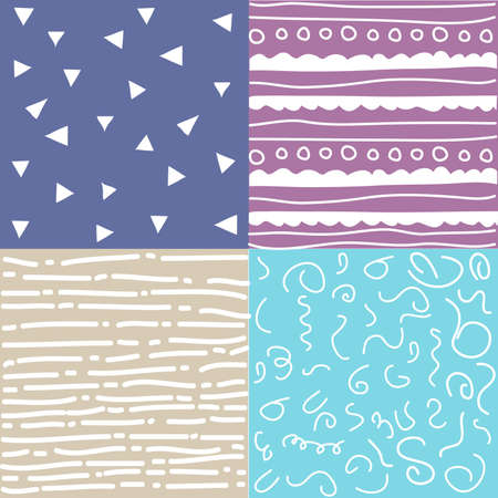 Hand drawn set of seamless patternsのイラスト素材