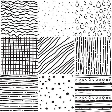 Hand drawn set of seamless patternsのイラスト素材