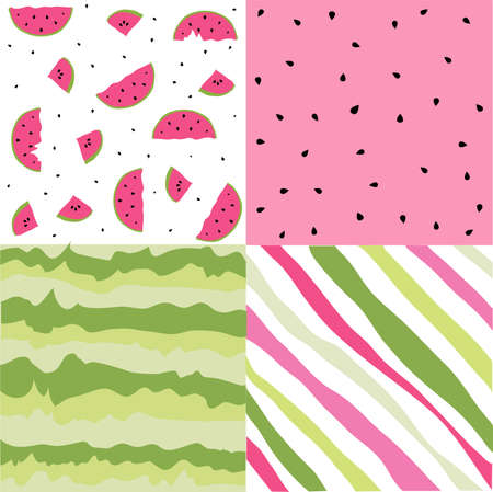 Seamless pattern with watermelon set, scrapbooking, summer watermelon set of digital paperのイラスト素材