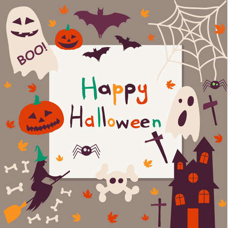 Halloween postcardのイラスト素材