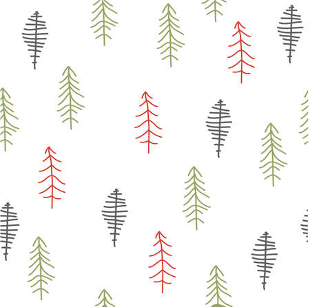 Seamless pattern with Christmas tree. Winter forest.