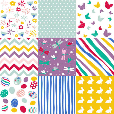 Set of Easter seamless patternsのイラスト素材