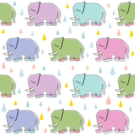Illustration of a seamless pattern with elephantsのイラスト素材