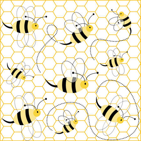 Seamless pattern with bees Vector illustration.のイラスト素材