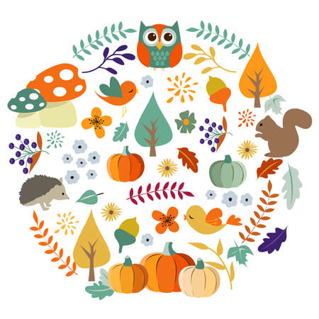 Autumn harvest and Thanksgiving Day poster designのイラスト素材