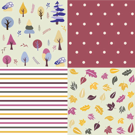Seamless natural ornament patterns setのイラスト素材