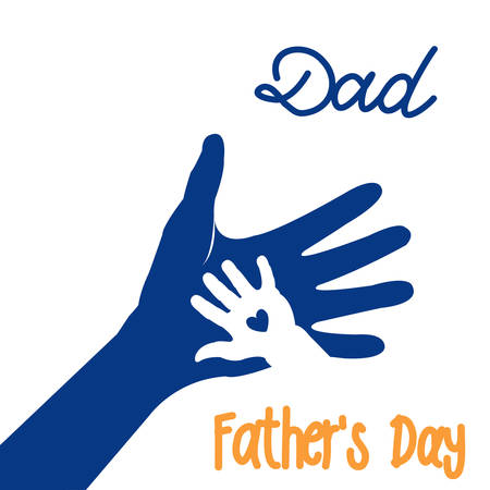 Hand of child and father or parent. Happy Father's Day greeting cardのイラスト素材