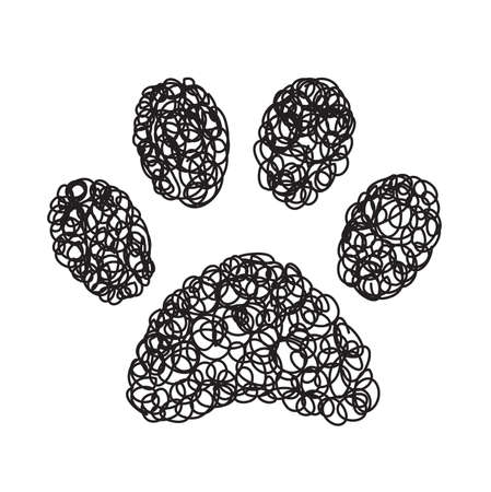 Hand drawn paw doodle icon. Hand drawn black sketch. Sign symbol. Decoration element. White background. Isolated. Flat designのイラスト素材