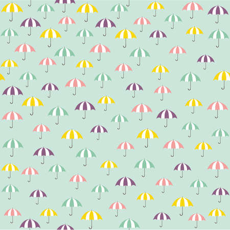 Cute vector pattern with colorful umbrellasのイラスト素材