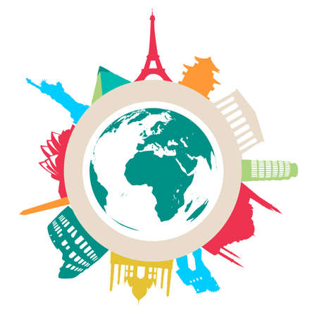 Travel and tourism vector backgroundのイラスト素材