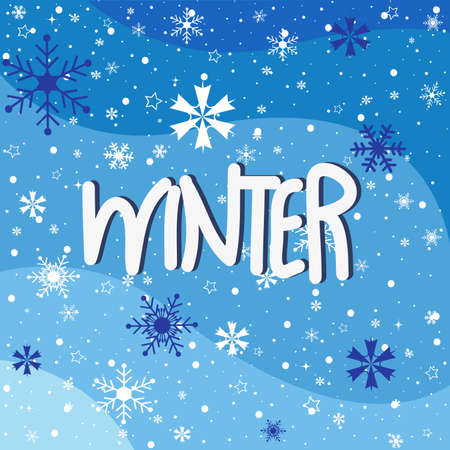 winter snowflakes blue background postcardのイラスト素材