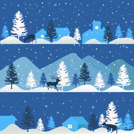 Winter background, landscape. New Year and Christmas greeting card.のイラスト素材