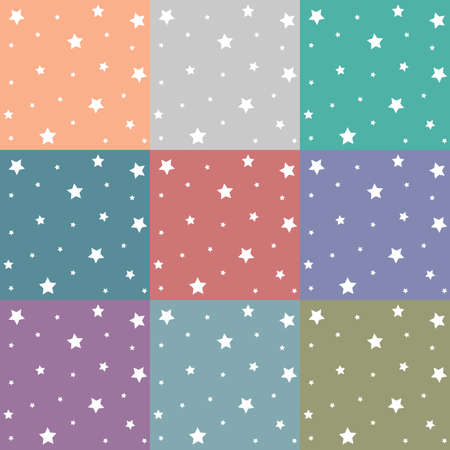 Set of background patterns. Colorful vector stars patterns.のイラスト素材