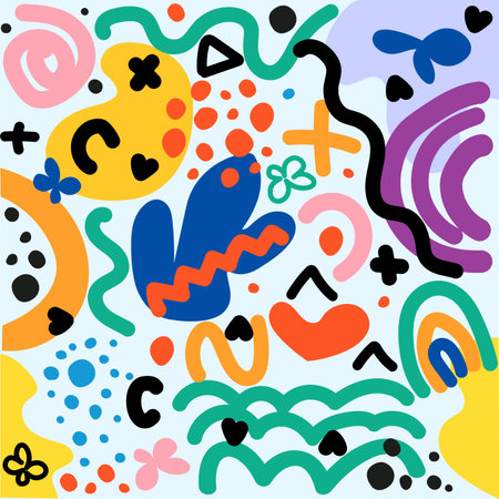 Hand drawn abstract shape patternのイラスト素材