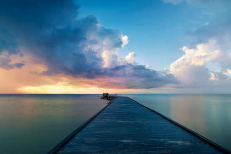 Sunrise at Key West Florida, White Streetの写真素材