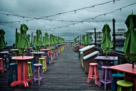 Sunset Pier after the rain, Key West, Floridaの写真素材