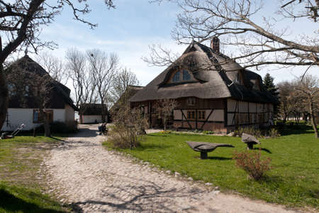 Fisherman settlement {housing estate} at the Boddstetter Bodden, national park pre-Pomeranian...