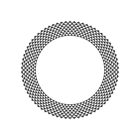 Black and white abstract circle design element with triangle pattern. Circle border. Decorative ring. Vector illustration.のイラスト素材