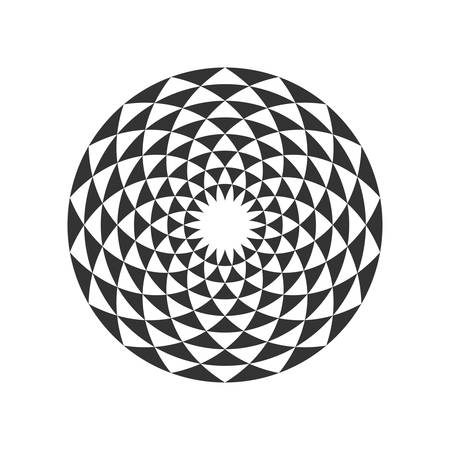 Black and White Circular Fractal Design. Digital flower. Vector illustration.のイラスト素材