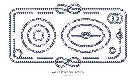 Nautical Rope Knots And Frames Set Yacht Style Design Vintage