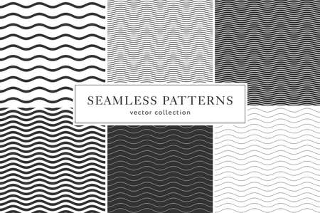 Set of waves geometric patternのイラスト素材