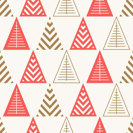 Seamless pattern with geometric Christmas trees. Winter holidays collection. Merry Christmas and Happy New year. Abstract textured background design. Modern elegant wallpaper. Vector illustration.のイラスト素材