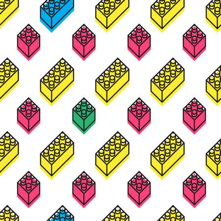 Seamless pattern with simple isometric forms. Memphis design. The '80s and '90s fashion style. Abstract background. Modern wallpaper. Vector illustration.のイラスト素材