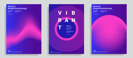 Set of trendy abstract design templates with vibrant gradient shapes. Bright colors. Applicable for covers, brochures, flyers, presentations, identity and banners. Vector illustration. Eps10のイラスト素材