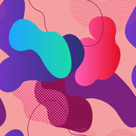 Abstract seamless pattern with fluid gradient shapes. Bright trendy background. Template for prints, wrapping paper, fabrics, covers, flyers, banners, posters and placards. Vector illustration. EPS 10のイラスト素材