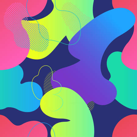 Abstract seamless pattern with fluid gradient shapes. Bright trendy background. Template for prints, wrapping paper, fabrics, covers, flyers, banners, posters and placards. Vector illustration. EPS 10のイラスト素材