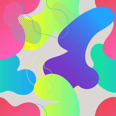 Abstract seamless pattern with fluid gradient shapes. Bright trendy background. Template for prints, wrapping paper, fabrics, covers, flyers, banners, posters and placards. Vector illustration. EPS 10のイラスト素材